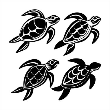 Kaplumbağa deniz ikonu silueti vektör çizimi