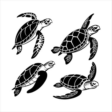 Kaplumbağa deniz ikonu silueti vektör çizimi