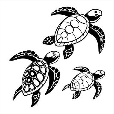 Kaplumbağa deniz ikonu silueti vektör çizimi