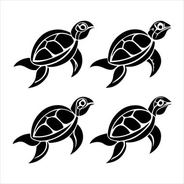 Kaplumbağa deniz ikonu silueti vektör çizimi