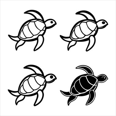 Kaplumbağa deniz ikonu silueti vektör çizimi