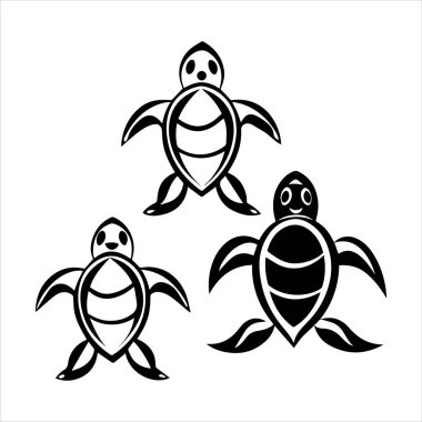 Kaplumbağa deniz ikonu silueti vektör çizimi
