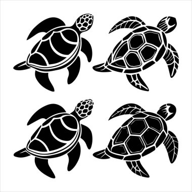 Kaplumbağa deniz ikonu silueti vektör çizimi