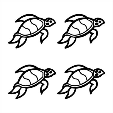 Kaplumbağa deniz ikonu silueti vektör çizimi