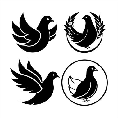 Yas tutan güvercin simgesi siluet vektör illüstrasyonu