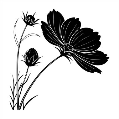 çikolata kozmos çiçek silueti vektör çizimi