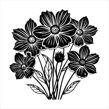 çikolata kozmos çiçek silueti vektör çizimi