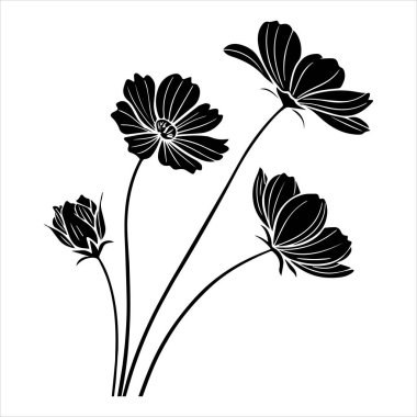 çikolata kozmos çiçek silueti vektör çizimi