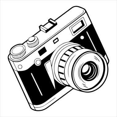 kamera dslr simgesi siluet vektör çizimi