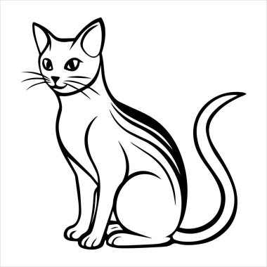 kedi oturma silueti vektör sanat çizimi