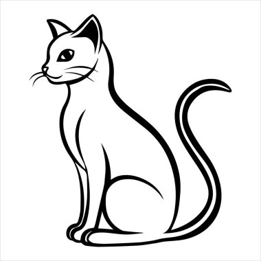 kedi oturma silueti vektör sanat çizimi