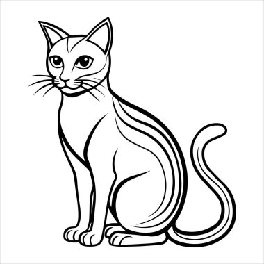 kedi oturma silueti vektör sanat çizimi