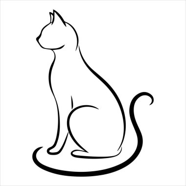 kedi oturma silueti vektör sanat çizimi