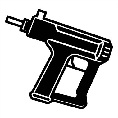 otomatik çivi tabancası siluet vektör çizimi