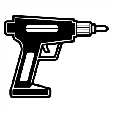 otomatik çivi tabancası siluet vektör çizimi