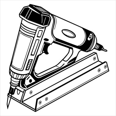 otomatik çivi tabancası siluet vektör çizimi