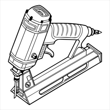 otomatik çivi tabancası siluet vektör çizimi