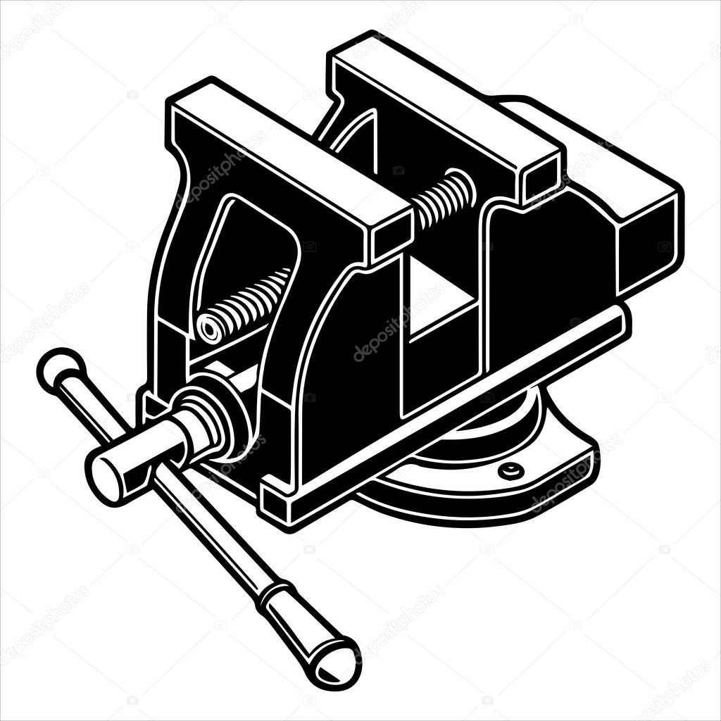 Bench vise silhouette vector illustration