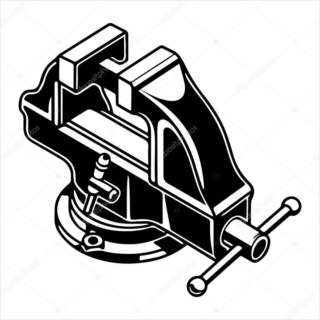 Bench vise silhouette vector illustration