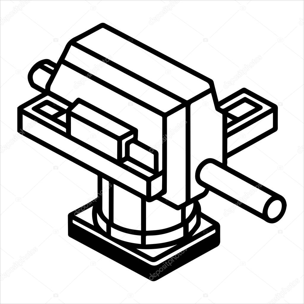 Bench vise silhouette vector illustration
