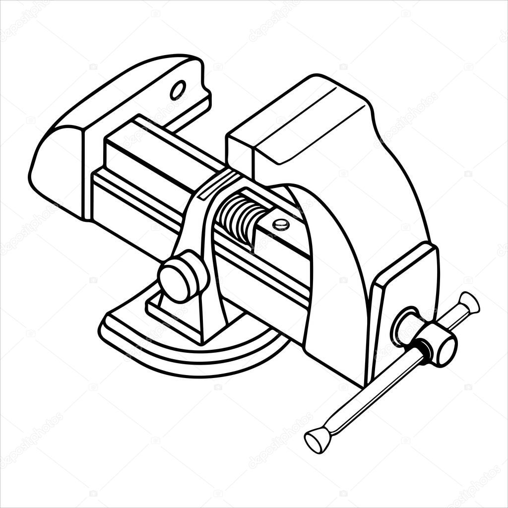 Bench vise silhouette vector illustration