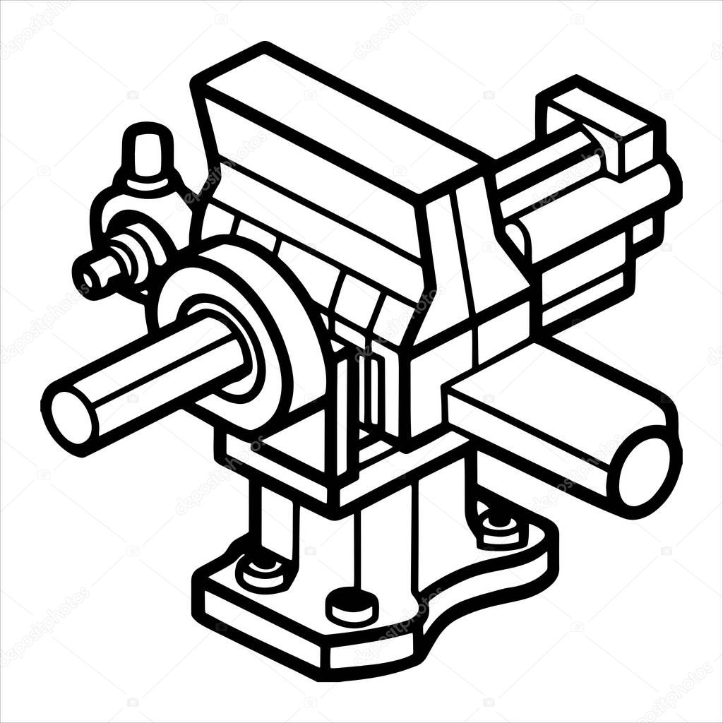 Bench vise silhouette vector illustration