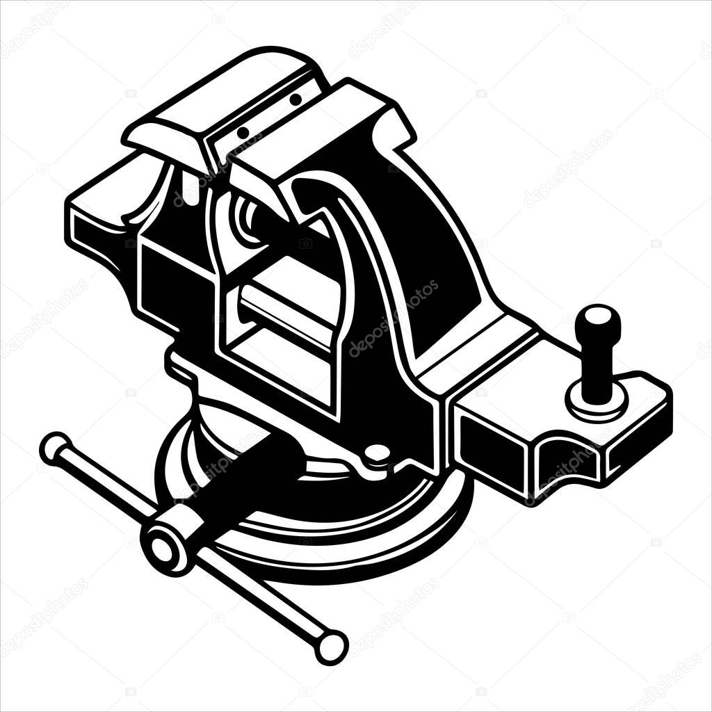 Bench vise silhouette vector illustration