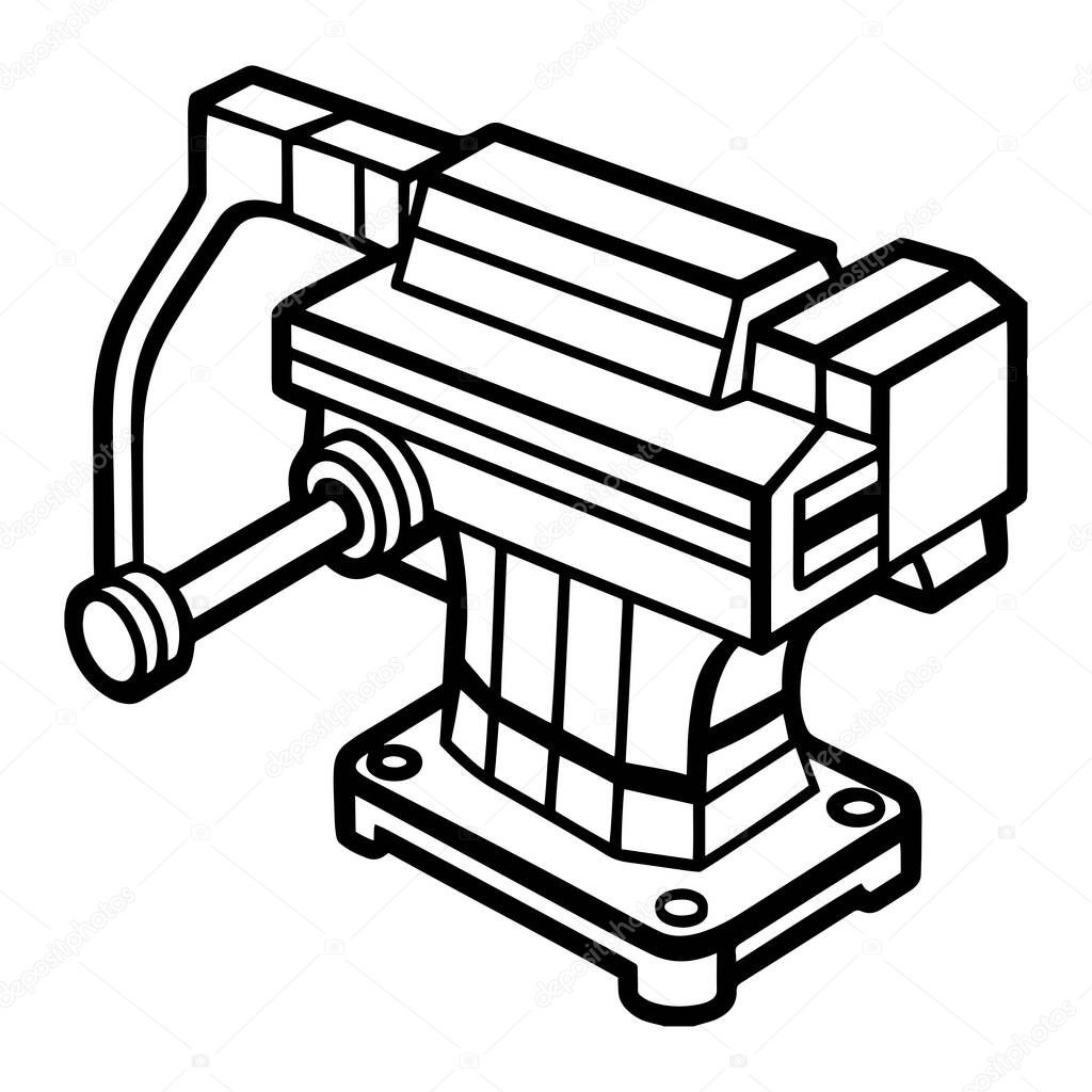 Bench vise silhouette vector illustration