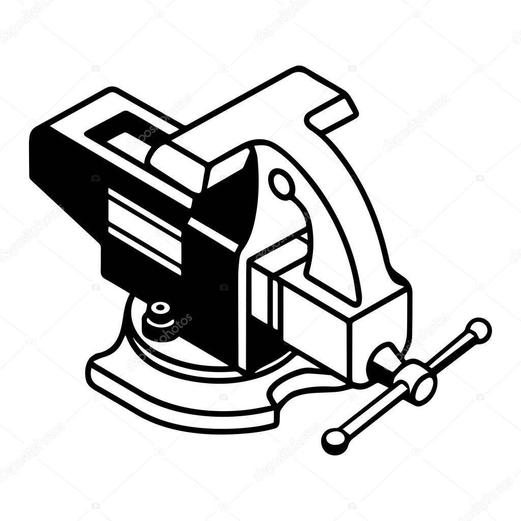 Bench vise silhouette vector illustration