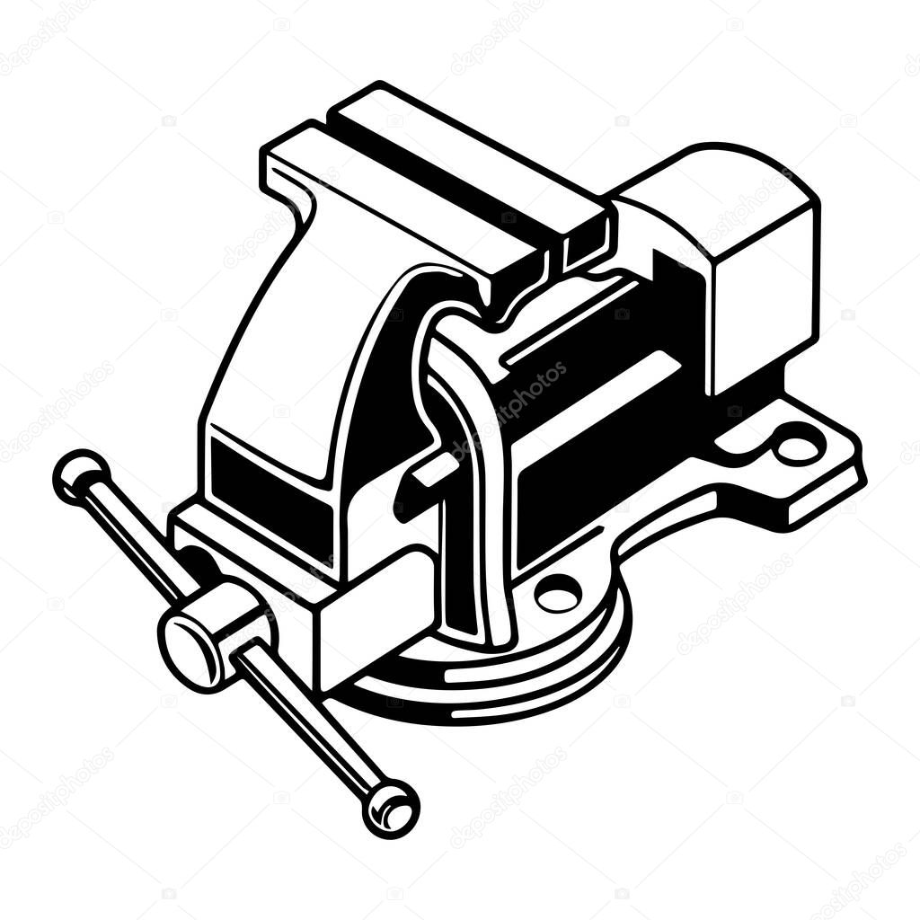 Bench vise silhouette vector illustration