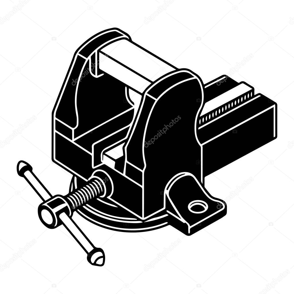 Bench vise silhouette vector illustration