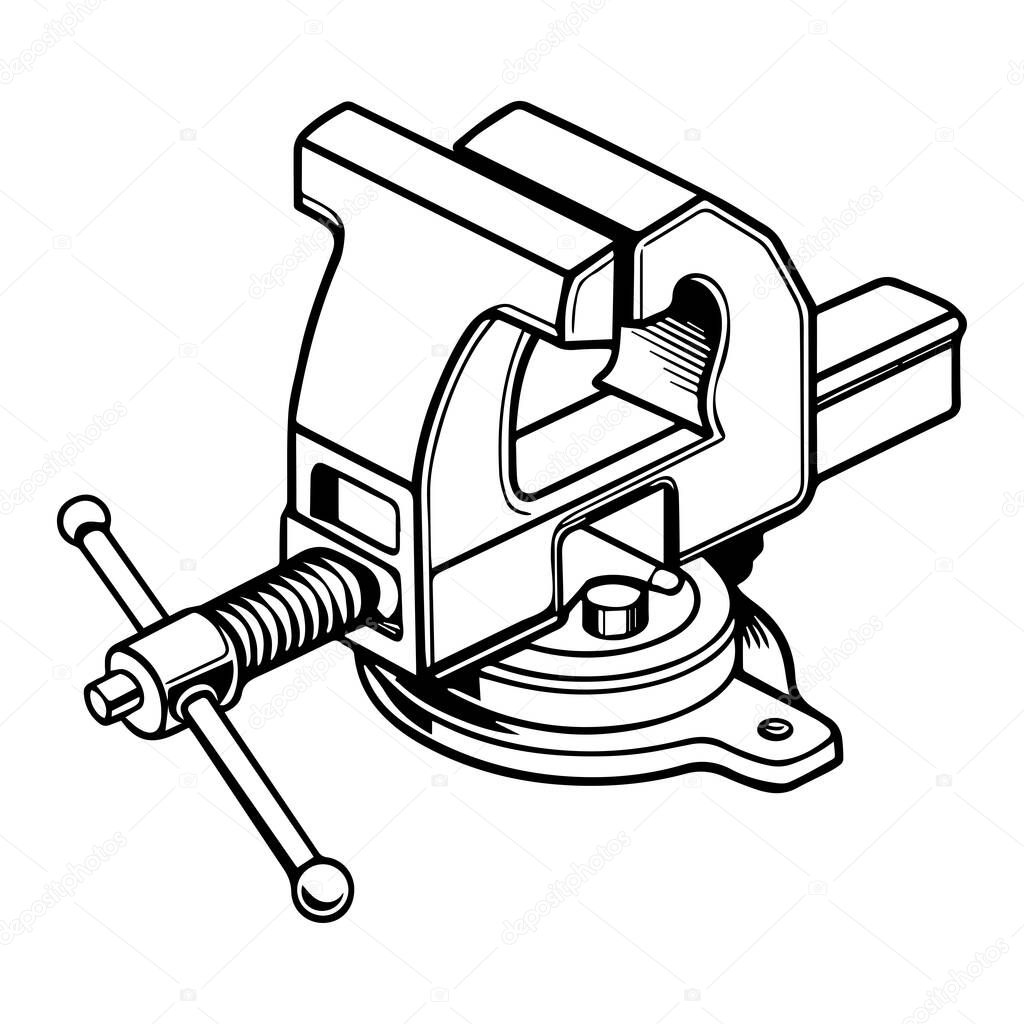 Bench vise silhouette vector illustration