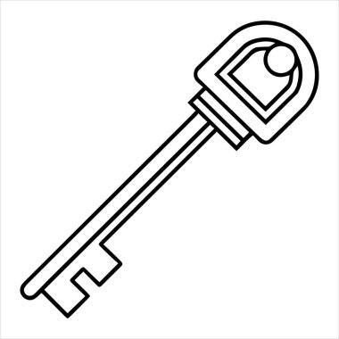 Antika anahtar vektör çizimi beyaza izole edildi