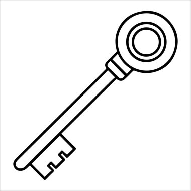 Antika anahtar vektör çizimi beyaza izole edildi