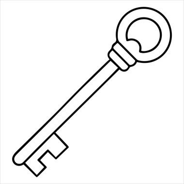 Antika anahtar vektör çizimi beyaza izole edildi