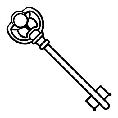 Antika anahtar vektör çizimi beyaza izole edildi