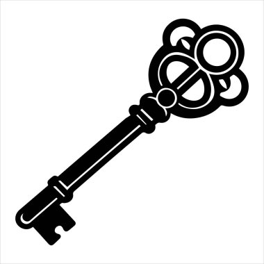 Antika anahtar vektör çizimi beyaza izole edildi