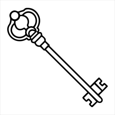 Antika anahtar vektör çizimi beyaza izole edildi