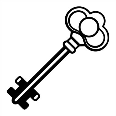 Antika anahtar vektör çizimi beyaza izole edildi