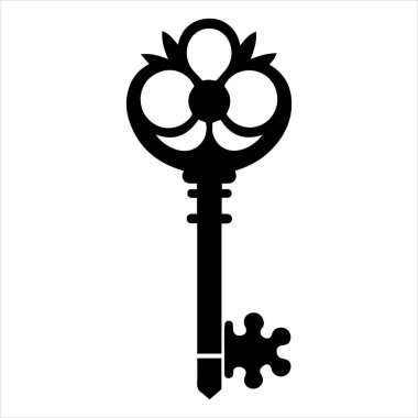 Antika anahtar vektör çizimi beyaza izole edildi