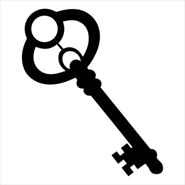 Antika anahtar vektör çizimi beyaza izole edildi