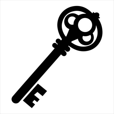 Antika anahtar vektör çizimi beyaza izole edildi