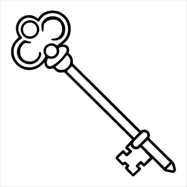 Antika anahtar vektör çizimi beyaza izole edildi
