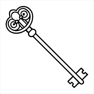 Antika anahtar vektör çizimi beyaza izole edildi