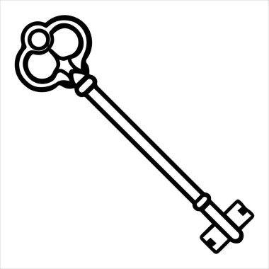 Antika anahtar vektör çizimi beyaza izole edildi