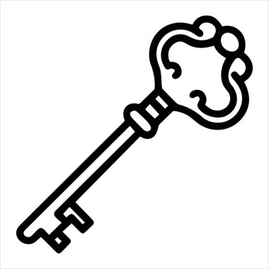 Antika anahtar vektör çizimi beyaza izole edildi