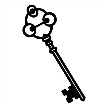 Antika anahtar vektör çizimi beyaza izole edildi