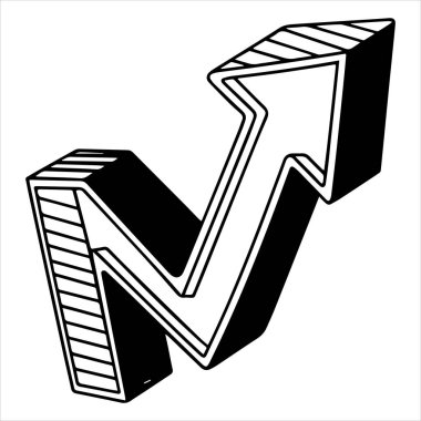 Yukarı doğru bükülen ok vektör sanatı beyazı üzerine izole edilmiş