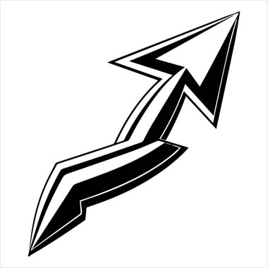 Yukarı doğru bükülen ok vektör sanatı beyazı üzerine izole edilmiş