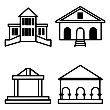 Bina vektör simgesi ana hatları belirlendi, arkaplan yok